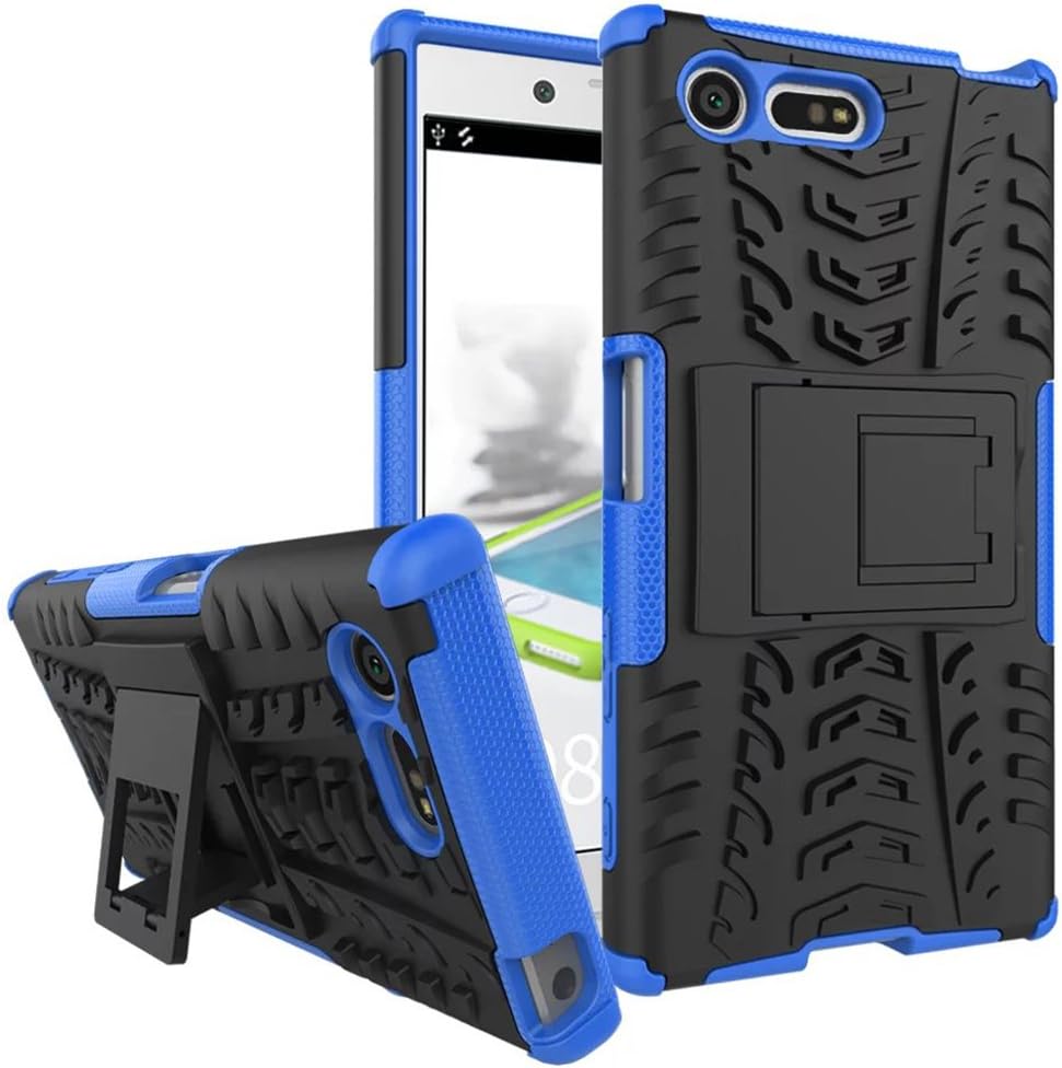 Dual layer armour combination shockproof heavy duty shield hard shell., TPU polycarbonate, blue, Sony Xperia X Compact
