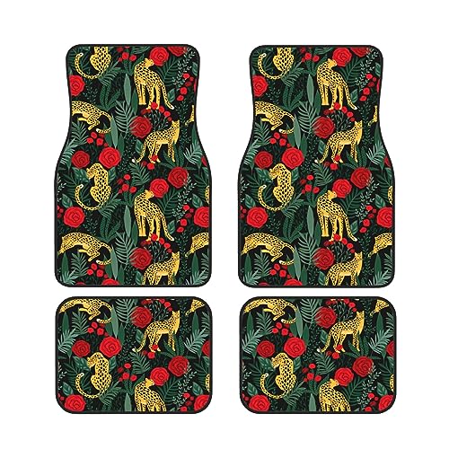 Tapis de sol voiture caoutchouc robuste anti-saleté universel léopard