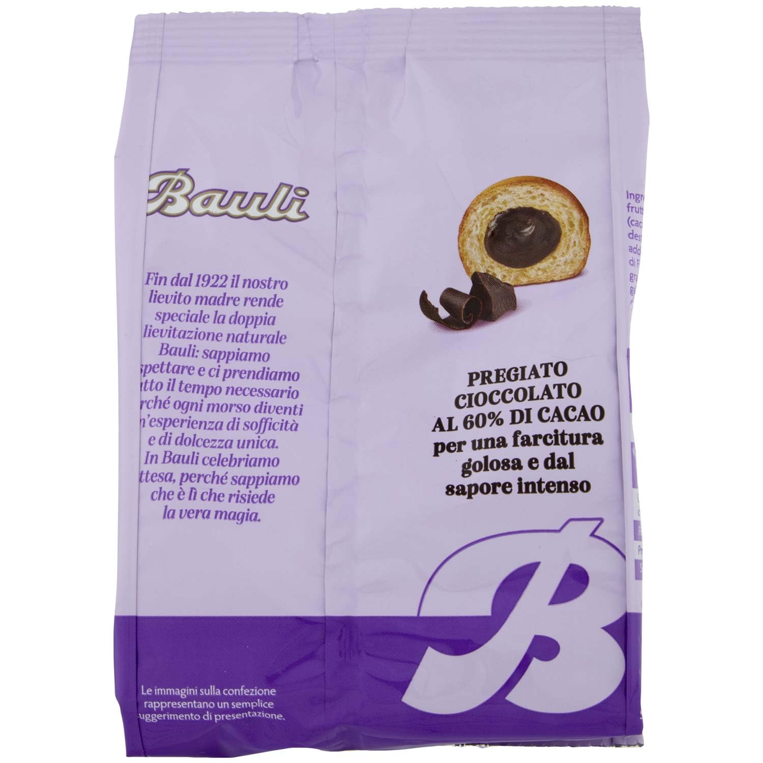 Bauli Chocolate Croissant Cacao - Gebäck mit Schokolade - Schoko Snacks - Hörnchen mit Kakao Creme -Mini Schoko Croissants - Mini Snacks - Süßwaren