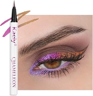 evpct Chameleon Duo Chrome Liquid Eyeliner, Light Dark Purple Glitter Metallic Shimmer Liquid Eyeliner, Multichrome Color Shift, Long Lasting Waterproof Eye Liner Eyeshadow Pencil Face Glitter Makeup