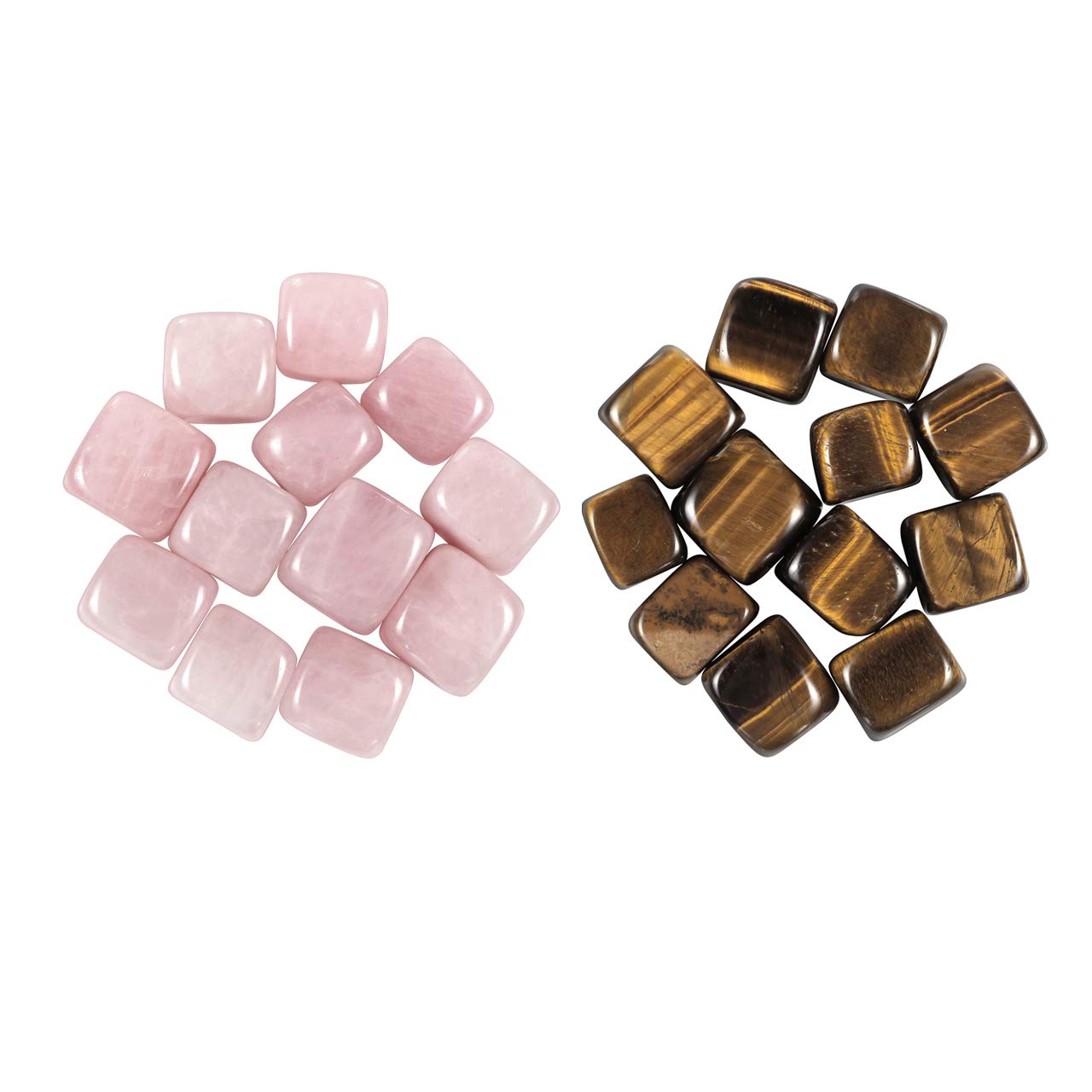 Jovivi 24pcs Natural Rose Quartz & Tiger Eye Healing Crystals Stones