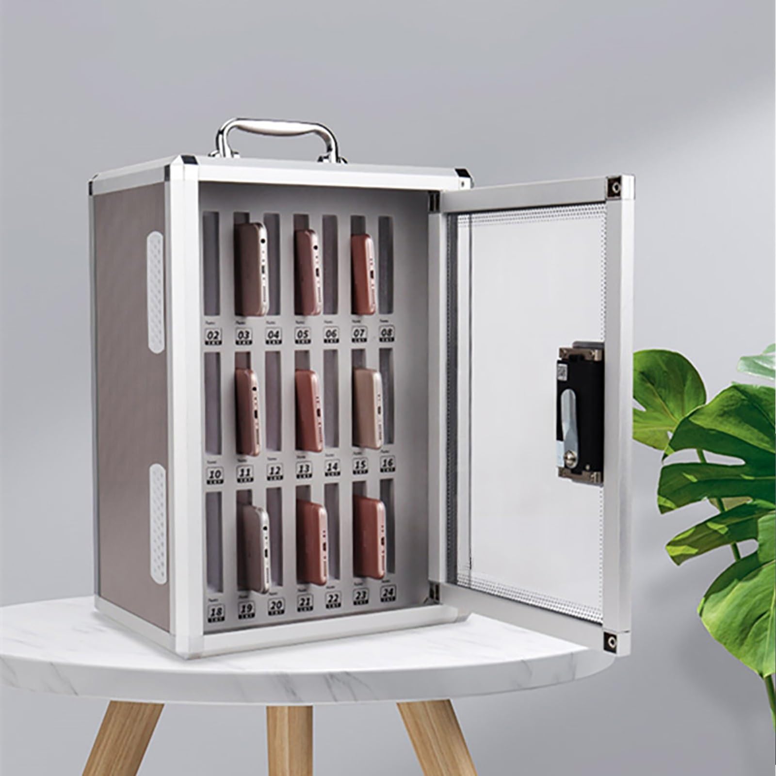 Caja de Almacenamiento portátil para teléfono Nizer, Transparente, para aulas y oficinas, gabinete para Dispositivos móviles, diseño Compacto, Uso Diario!