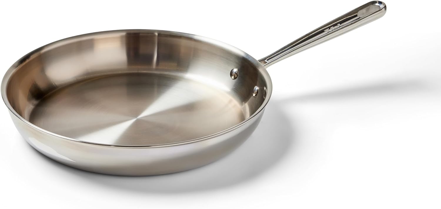 T-Fal Pro Tri-Ply Stainless Steel Fry Pan 12 Inch, Induction Compatible, Oven Safe 500F, Fast & Even Heat, Professional Quality & Durability, Frying Pan, Skillet, Cookware, Dishwasher Safe, Silver 12-Inch Fry Pan