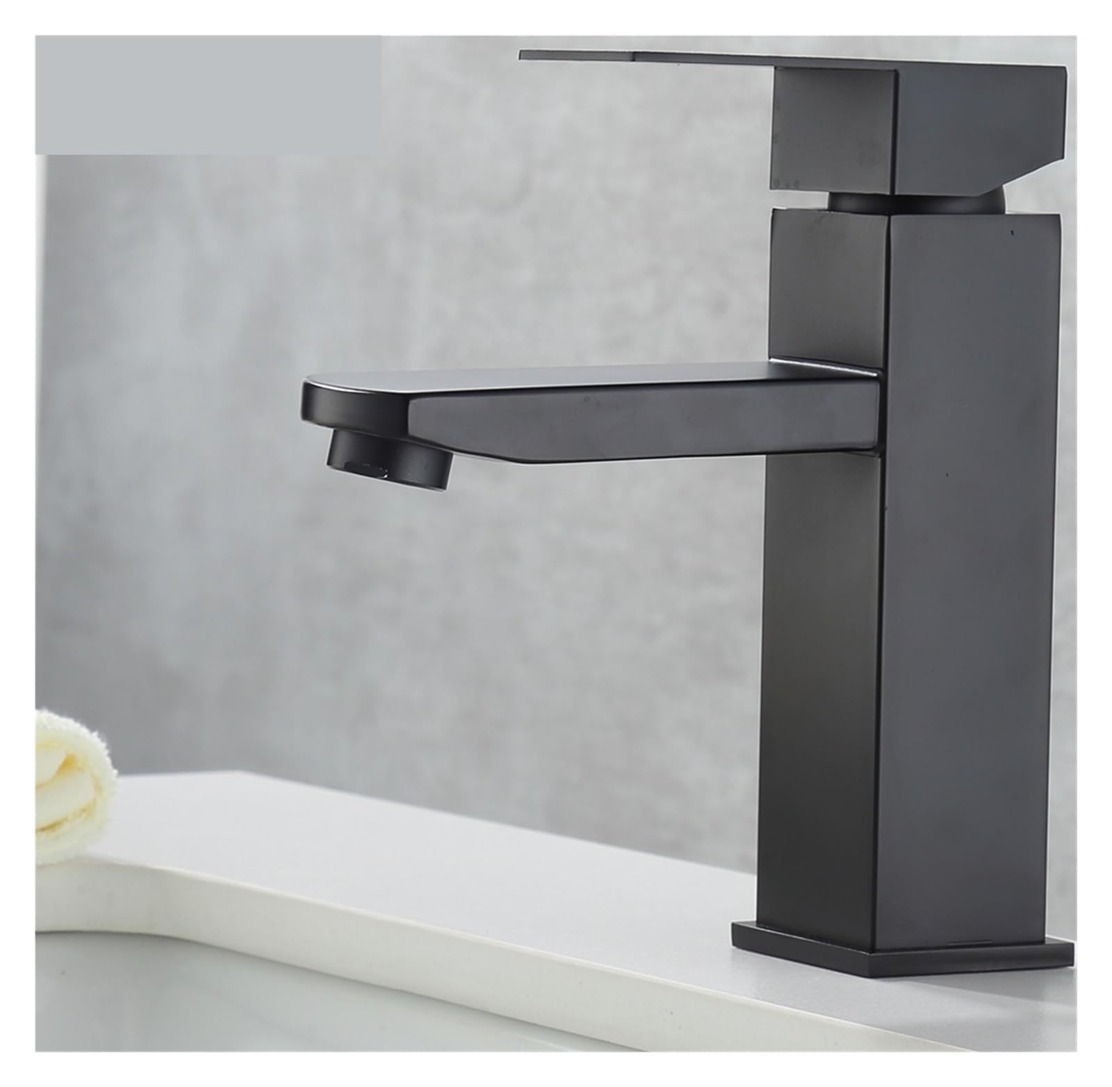 Mitigeur de lavabo carré noir en acier inoxydable pour salle de bain