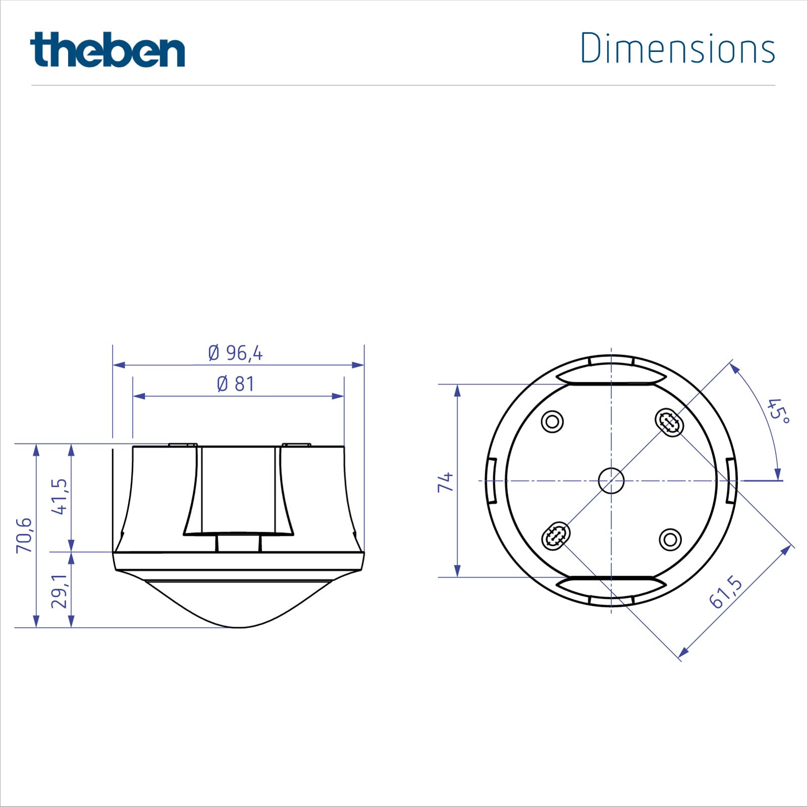 Theben 2080550 theRonda S360-100 AP WH Präsenzmelder PIR Decke
