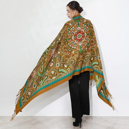 Miniatura 4 de DANA XU 100% Pure Wool Oversize Large Blanket Cashmere Pashmina Soft Dupatta Scarf Shawls And Wraps For Women Evening Dress