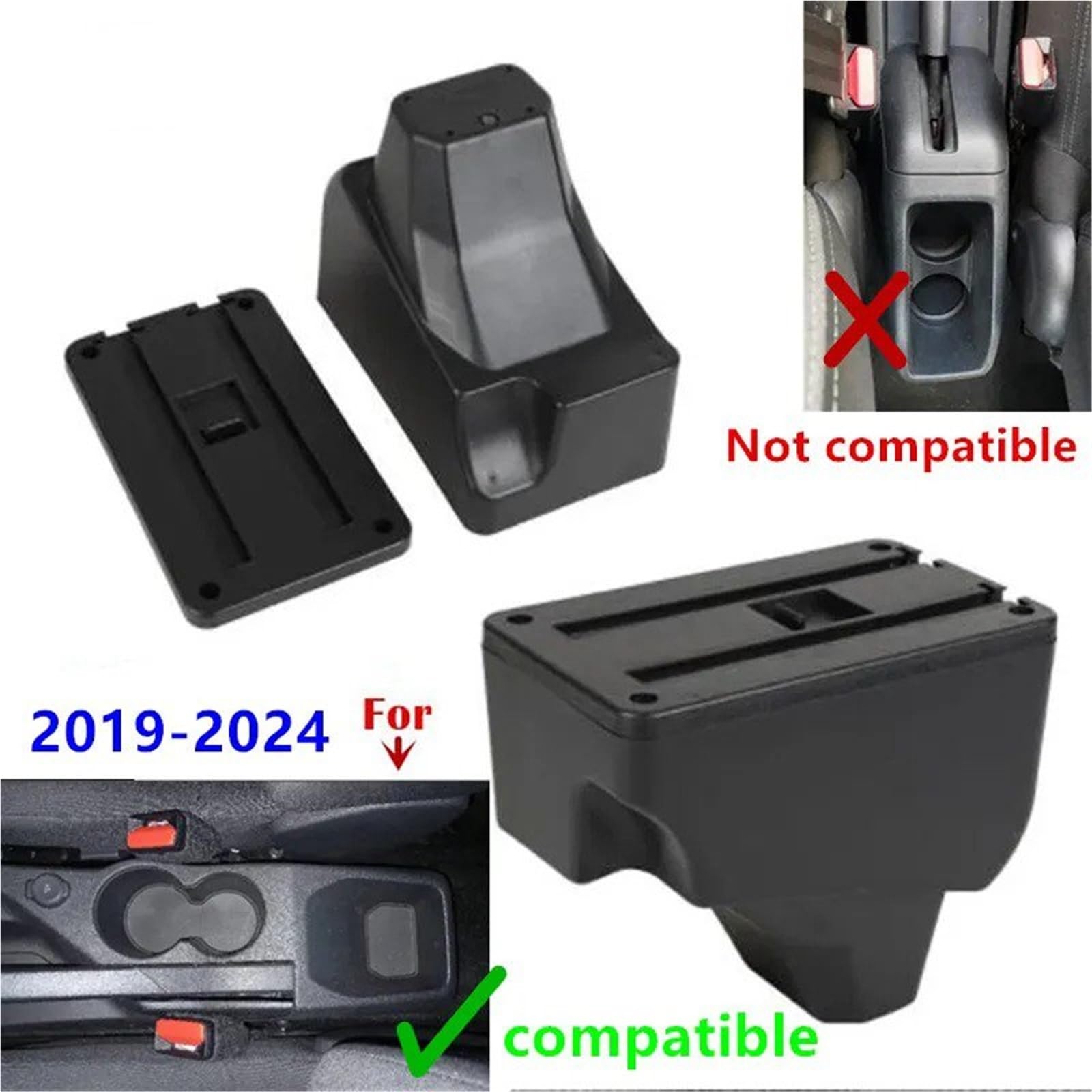Poggia braccio Auto Per Peugeot 208 2008 2019-2024 Bracciolo Box Auto Scatola Portaoggetti Bracciolo Bracciolo console centrale(A Black white NOUSB)