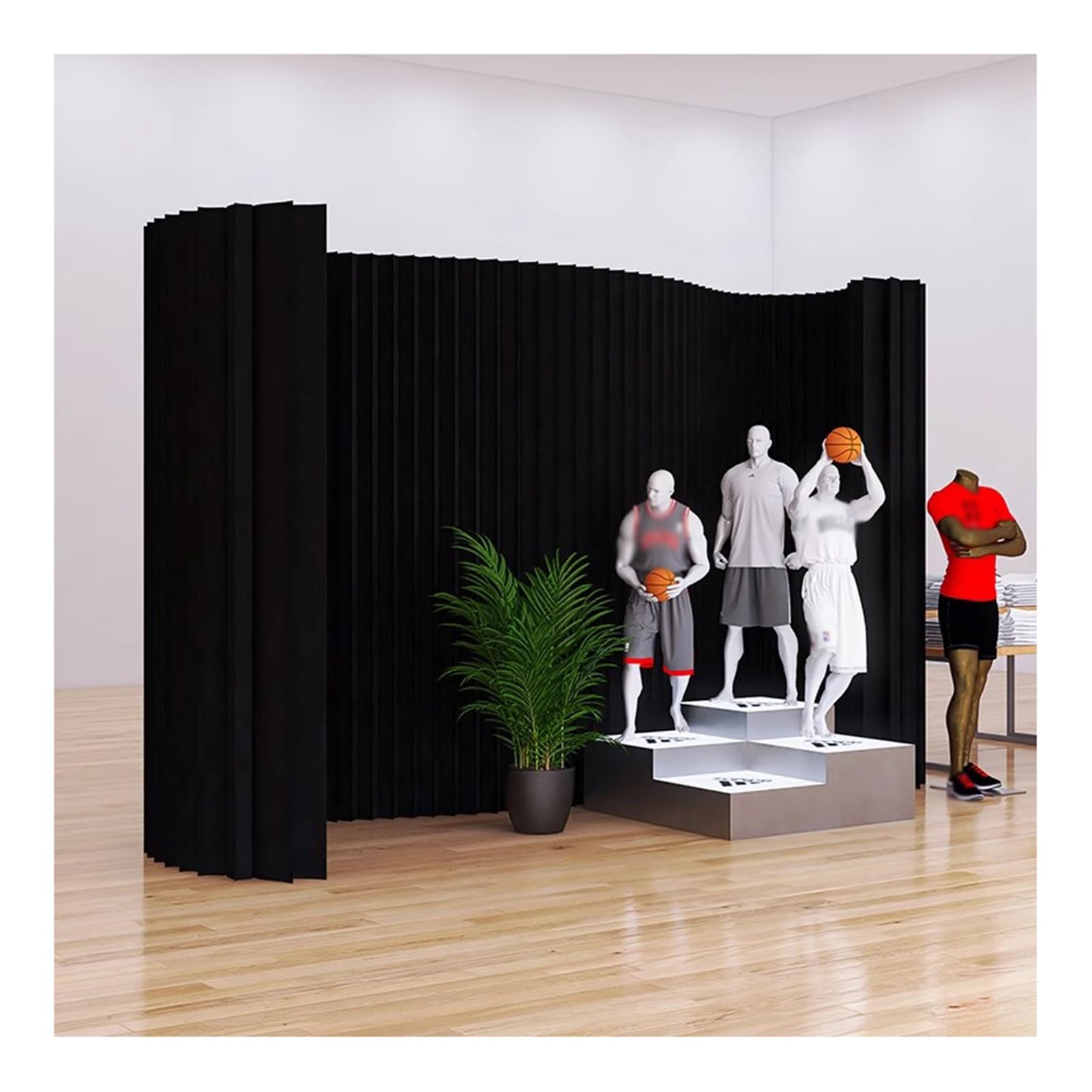 Divisori per ambienti, Divisorio for ambienti retrattile in carta nera(5x1.6 m/16.4x5.25 ft)