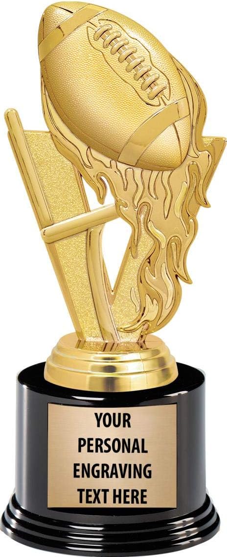 Crown Awards Football Trophies with Custom Engraving, 7.25" Personalized Gold Fireball Football Trophy On Deluxe Round Base