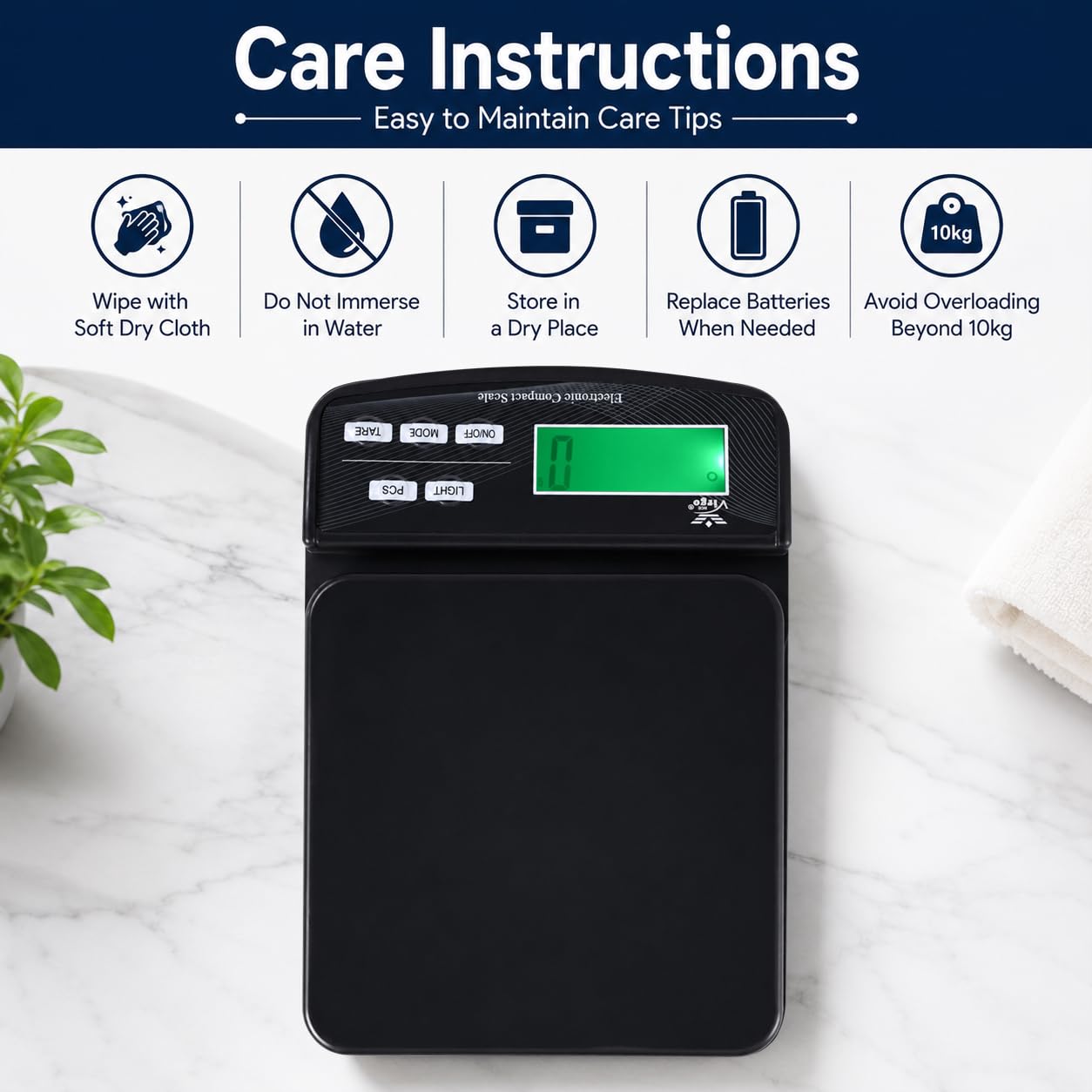 Digital Kitchen Scale - 5kg Capacity, White -4