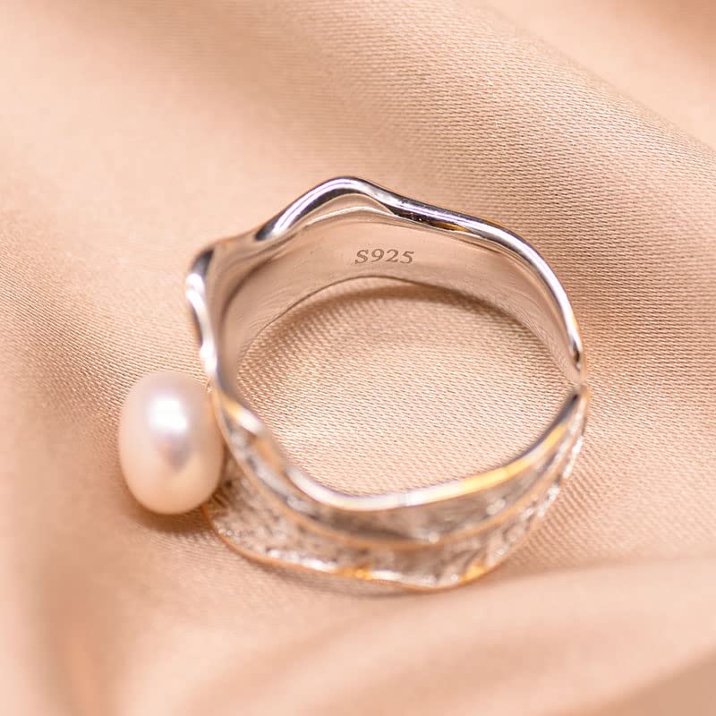 Bague feuille perle blanche d'eau douce pour sublimer vos tenues de mariage