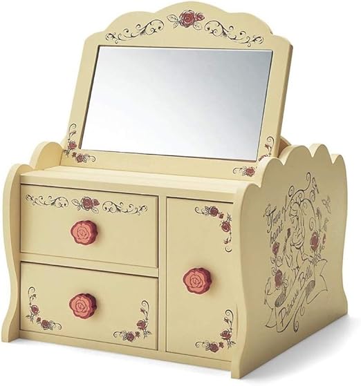 Amazon ベルメゾン ディズニー メイクボックス メイクワゴン メイクボックス カラー ベル クリーム ミラー 鏡 オンライン通販