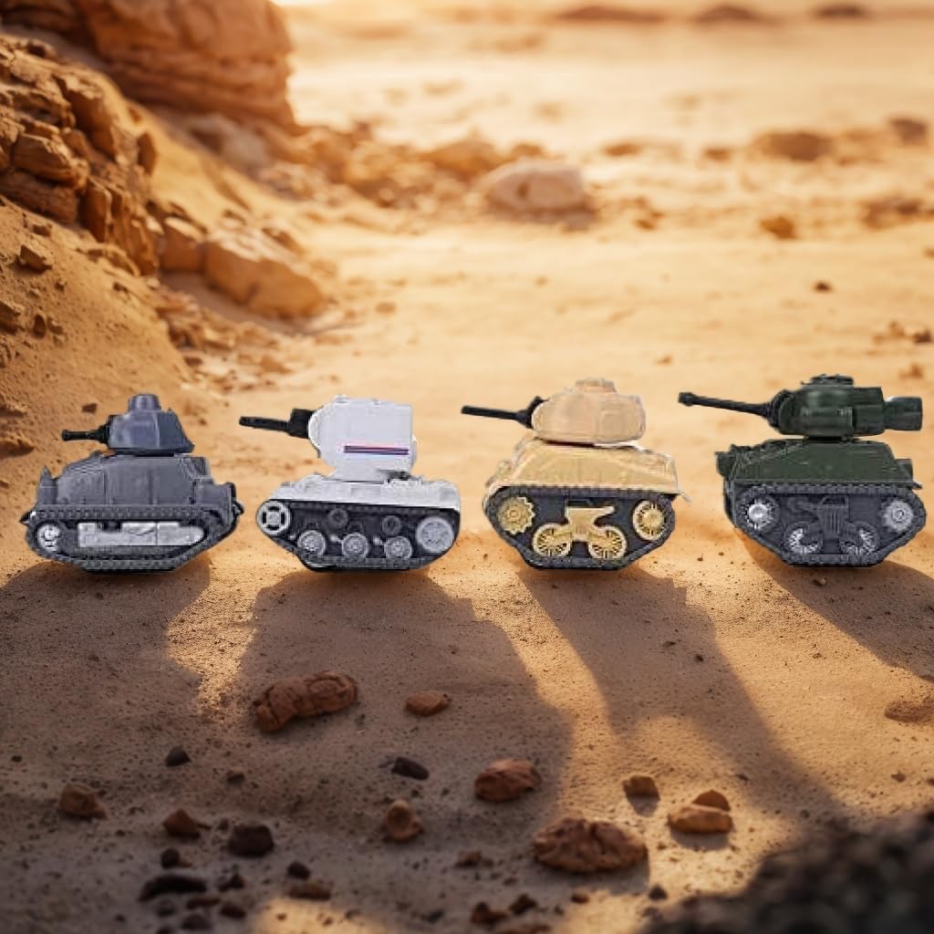 4 piezas de mini tanque de juguete de tracción - Vehículo militar de juguete militar, modelo de batalla fundido a presión para niños, vehículo de juego duradero (color sólido) 3