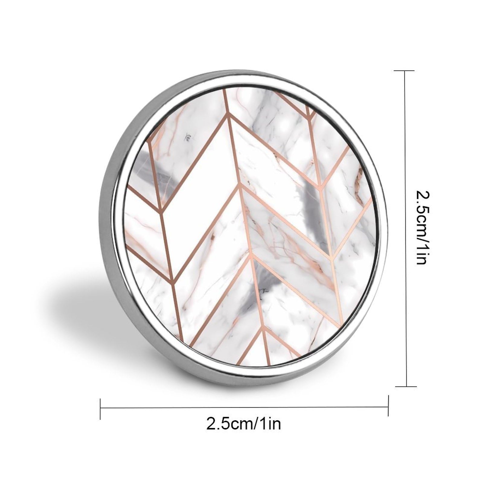 Aluminium Alloy Round Badge Brooch Pins for Men Rose Marble Design Background Brooches Elegant Pin for Women Fashion Button Badges Brooch Badge for Hats Jackets Shirts