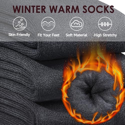 Reamphy 3 Pairs Thermal Socks for Men 6-13, Thick Warm Winter Outdoors Hiking Socks Mens2