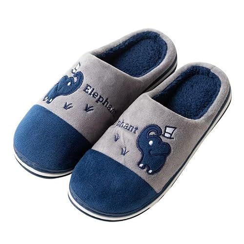 Zonkacen Male Female Wrap Toe Concise Casual Lightweight Warm Slippers for Indoor Parlor Balcony Study Walking Bedroom Living Room Hotel Travel Dark Blue Women 4-5/Men 2-3