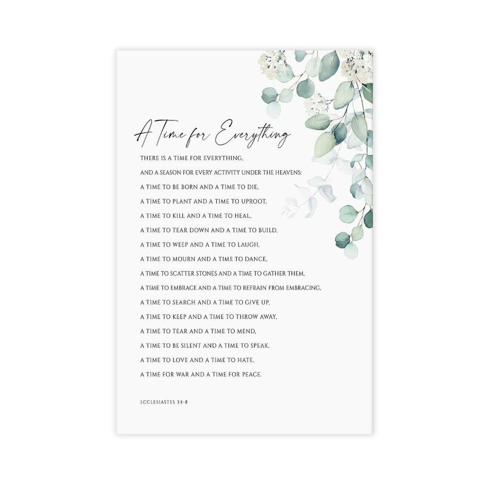 SSOPTMCB Canvas Wall-Art Christian Decor Ecclesiastes 31-8 Bible Verse A Time for Everything Print for Home Office Inspirational Scripture Poster