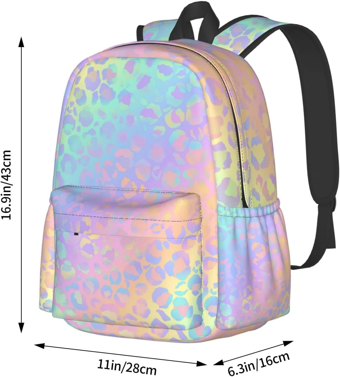 Rainbow Leopard Print Backpack Large Laptop Backpack Casual Daypack School Bag for Kids Teen Boy Girl