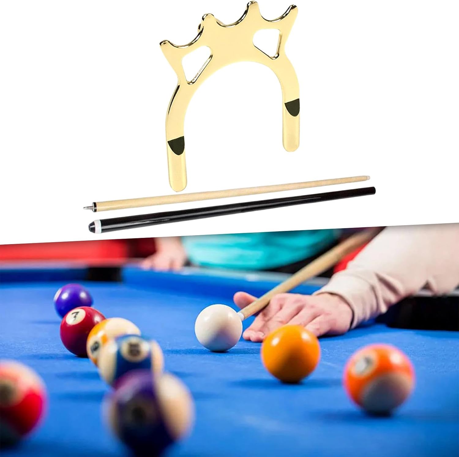 Yiju Billiards Pool Cue Bridge Stick Set Billiard Cue Support Rack Pool Table Supplies, Wood Bridge Head for Players Indoor Game