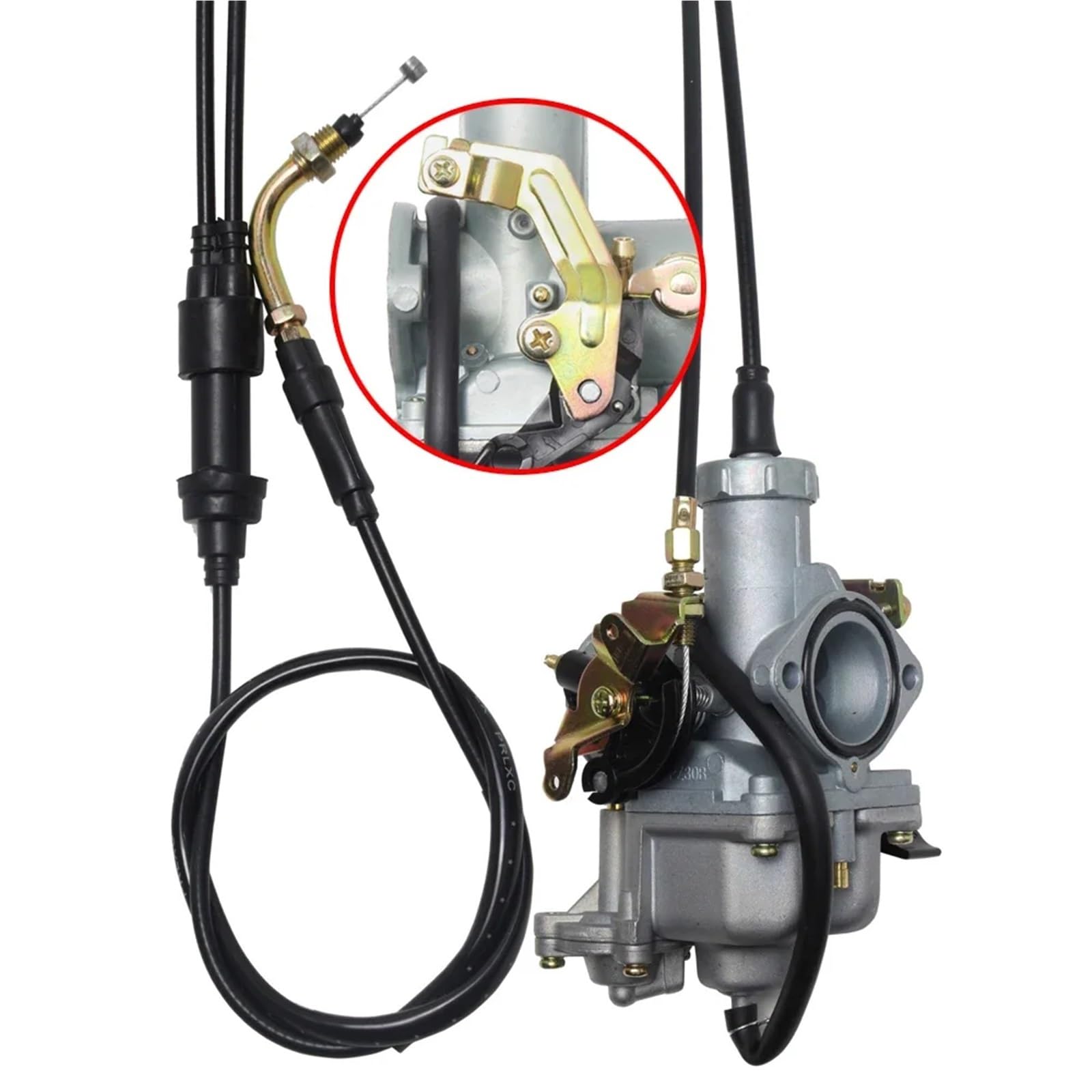 carburador de motocicleta Carburador PZ30 de 30 mm con bomba aceleración cable estrangulación carburador + kit doble acelerador ATV Dirt Bike(PZ30B-A-Cable)