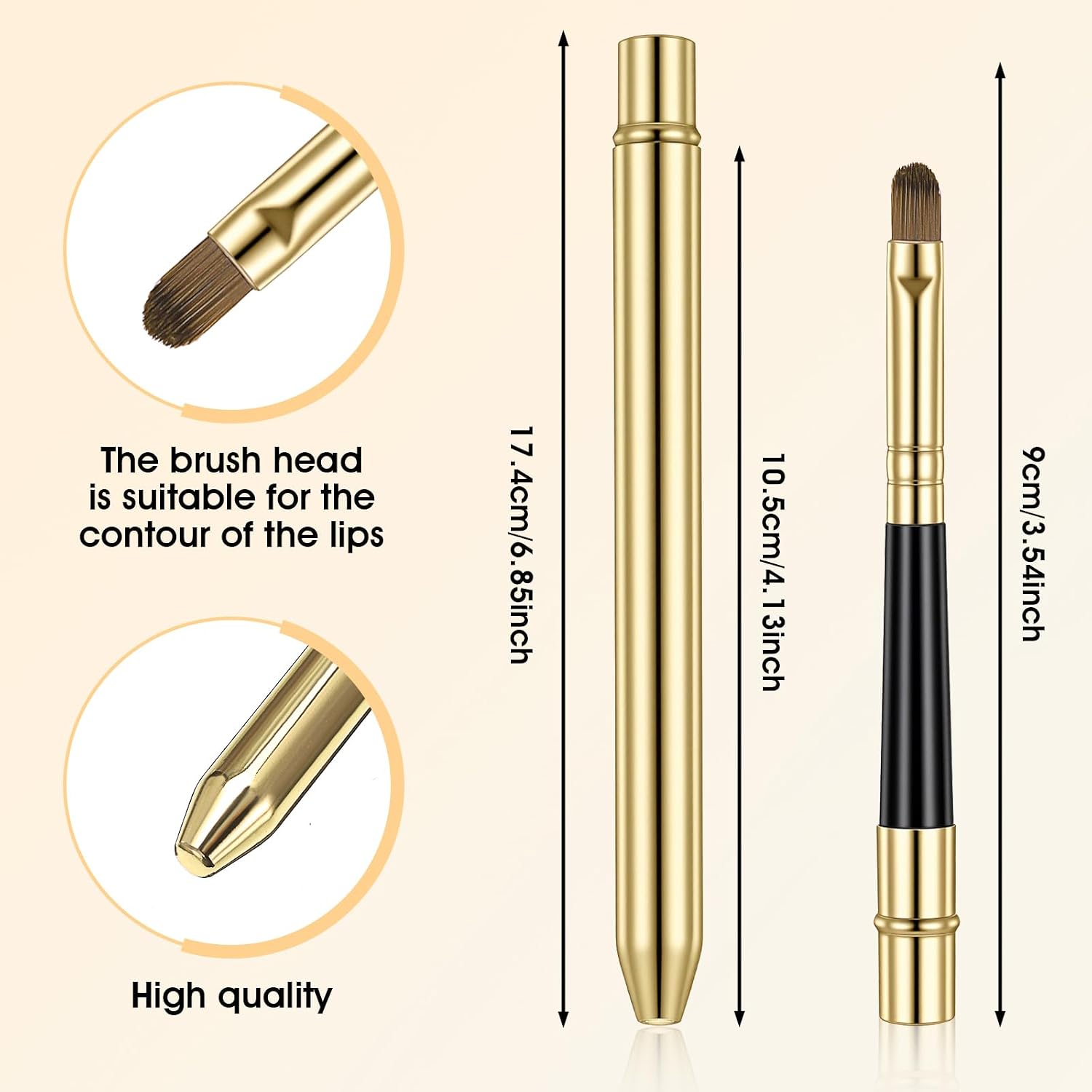 4PCS Lip Brush for Lipstick, Professional Lipstick Brush, Lipsticks Applicator Wands, Lips Liner Brushes with Cap, for Lipsticks Lips Golss Travel (Sliver & Gold)