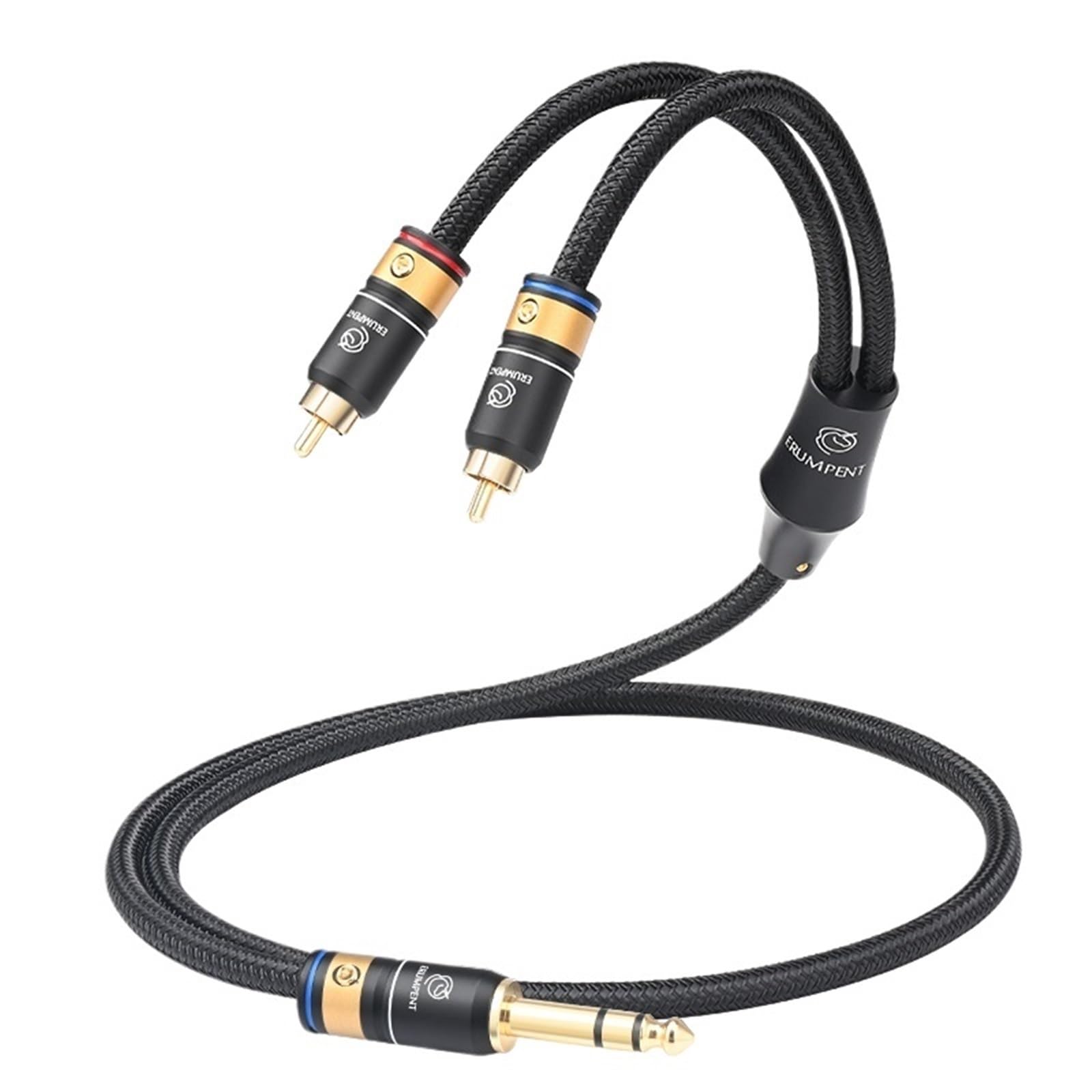 6N HiFi 6.5mm to 2RCA Audio Cable for CD Amp, Pozłacana wtyczka stereo, wtyczka TRS 6,5 mm do subwoofe, męski rozdzielacz 2 RCA (3 m)