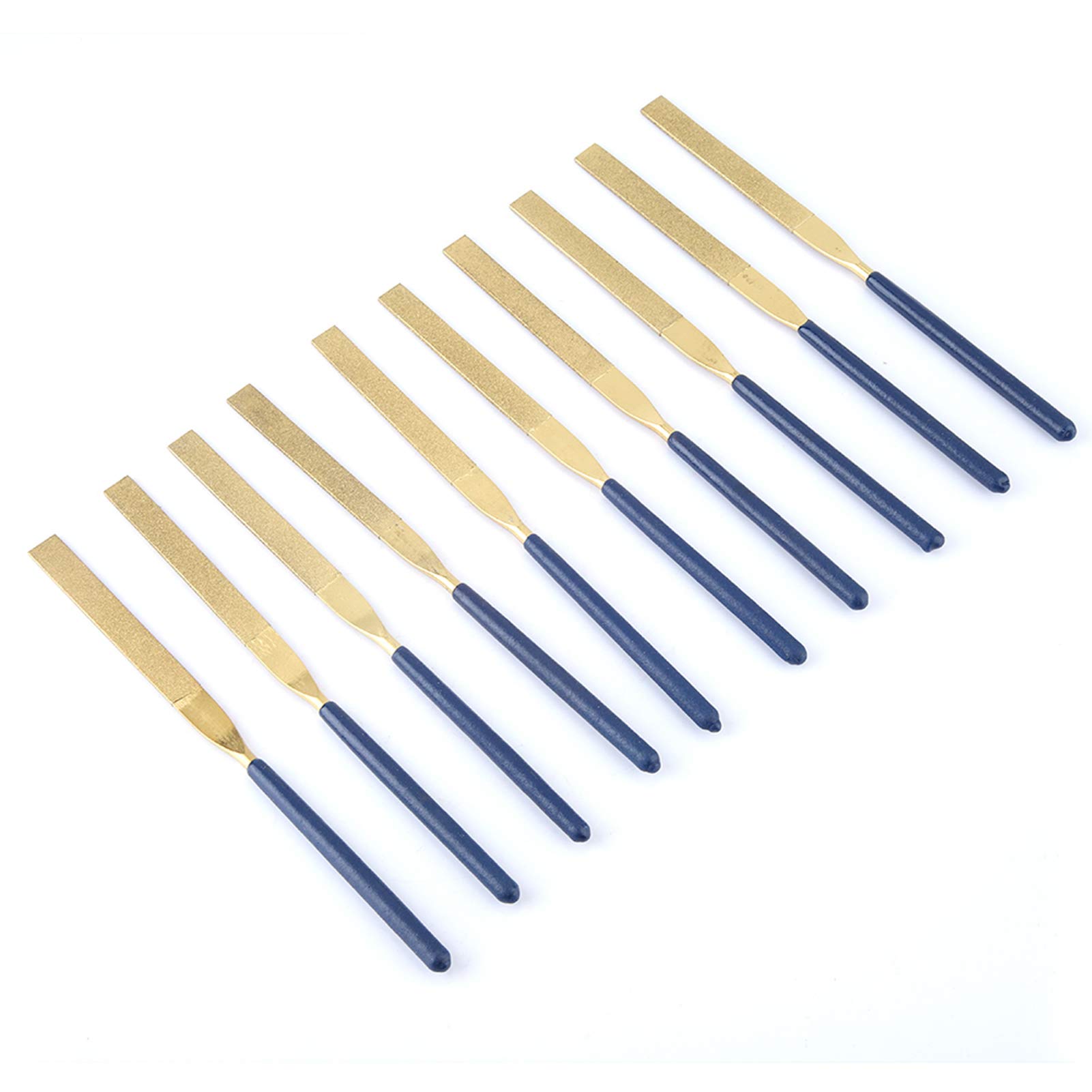 10 limas planas de diamante para reparación de joyas, herramientas de archivo de metal de alto desgaste, 5 mm x 180 mm, limas de dientes con asas ergonómicas para carpintería de metal de