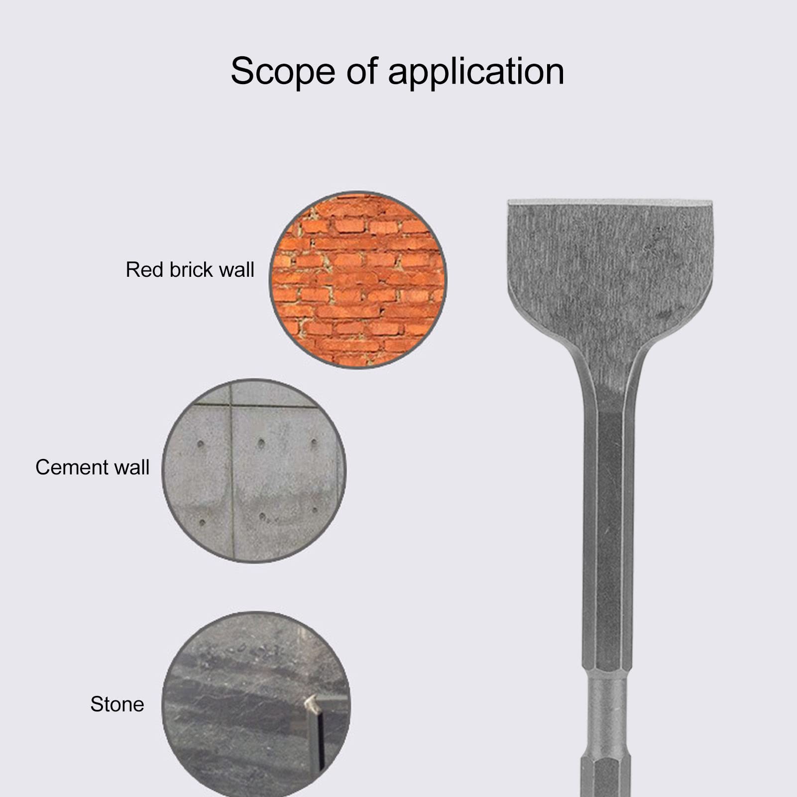 Scalpello per Martello Perforatore con Codolo Esagonale Scalpello per Rimozione Piastrelle Scalpello per Muratura per Trapano a Percussione(Piatto largo)