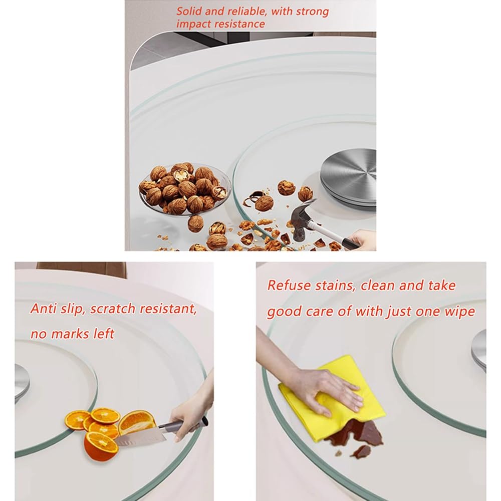 Duży obrotowy gramofon Lazy Susan do kuchni i jadalni - taca do serwowania ze szkła hartowanego, 60 cm, antypoślizgowa konstrukcja, idealna do rozrywki i serwowania jedzenia