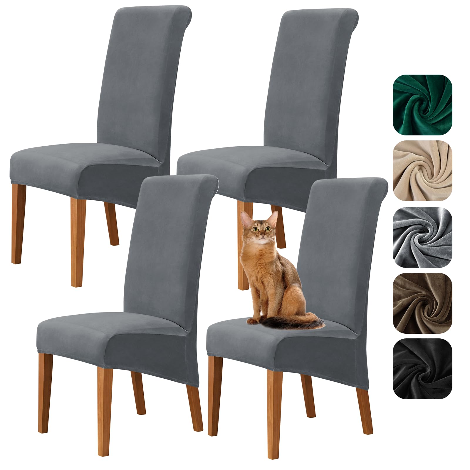 Housses de chaise en velours XL lavables pour protection de salle à manger