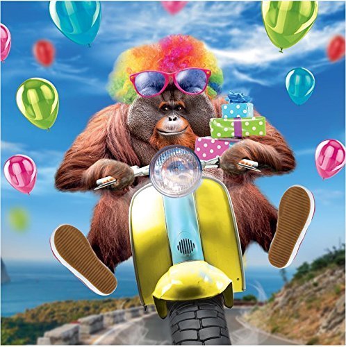 3D Holographic Orangutan Biker Birthday Card Square Greeting Cards