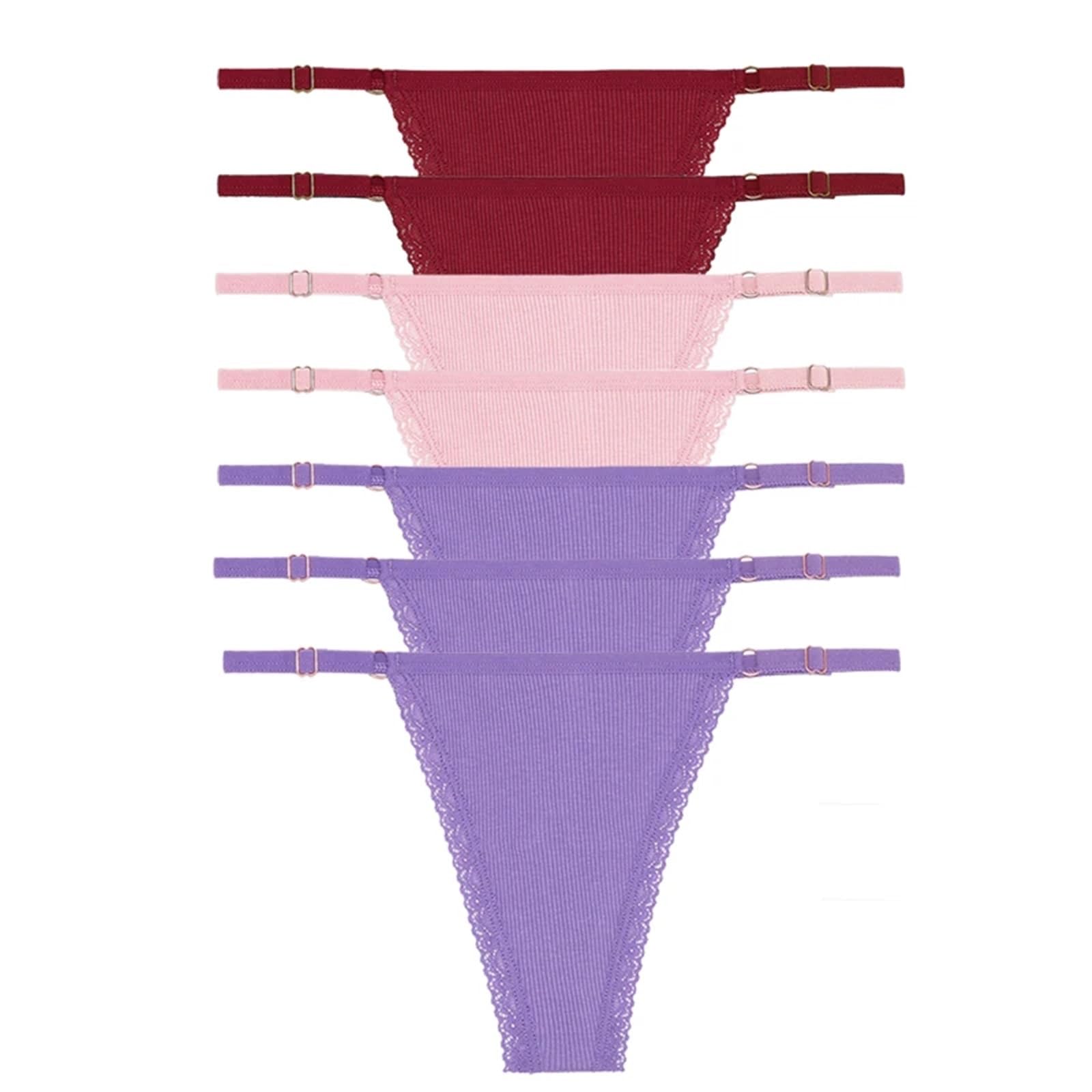 Mutande Bikini Slip 7 pz/set sexy mutandine di pizzo di cotone for le donne perizoma a vita bassa cinghie in vita regolabili perizoma lingerie morbida biancheria intima traspirante ( Color : Set 15 ,