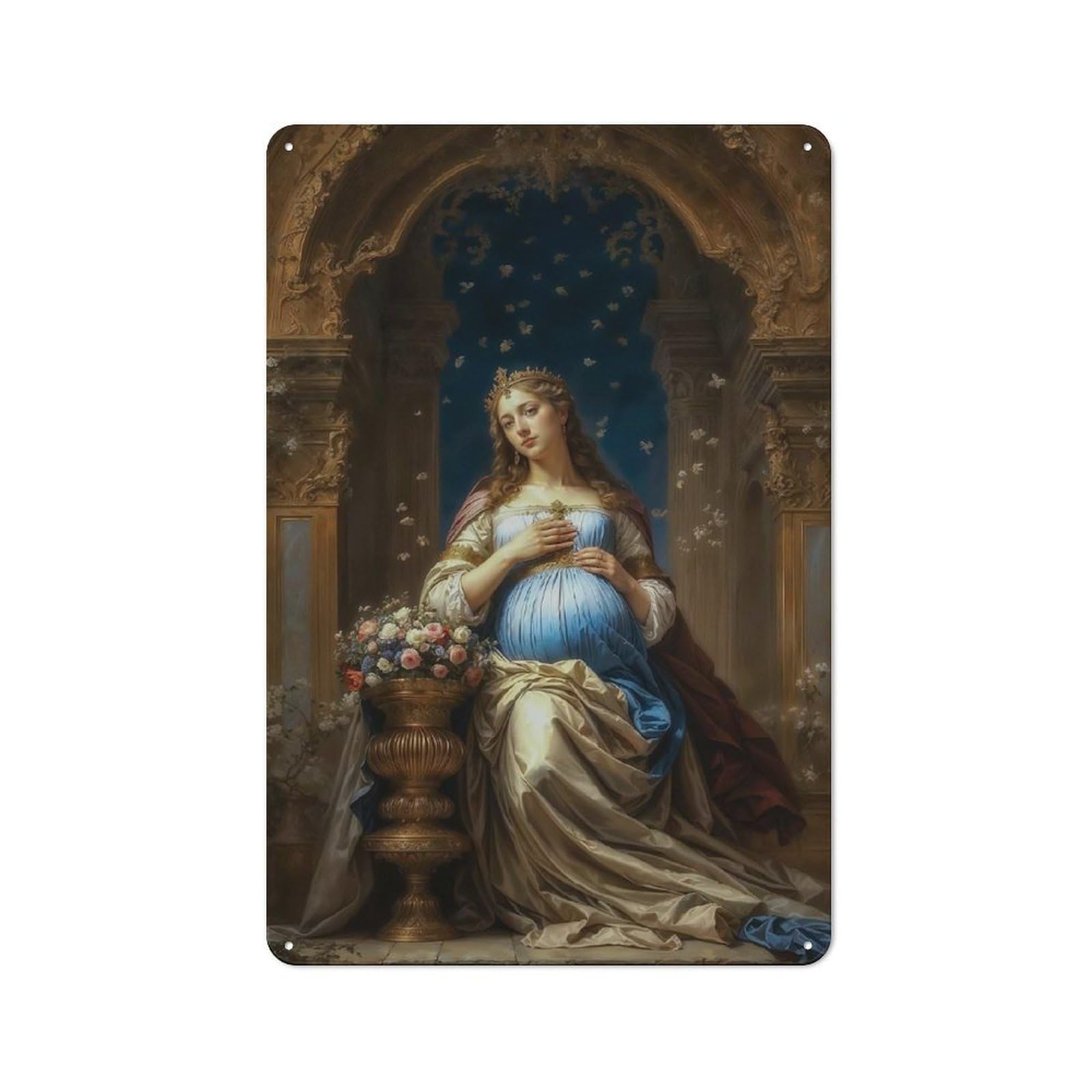 Junmoney Virgin Mary For Hobby Room Or Studio, Rustic Metal Sign 30X20cm, For Creative Interior Collectors Refreshing A Room In Autumn