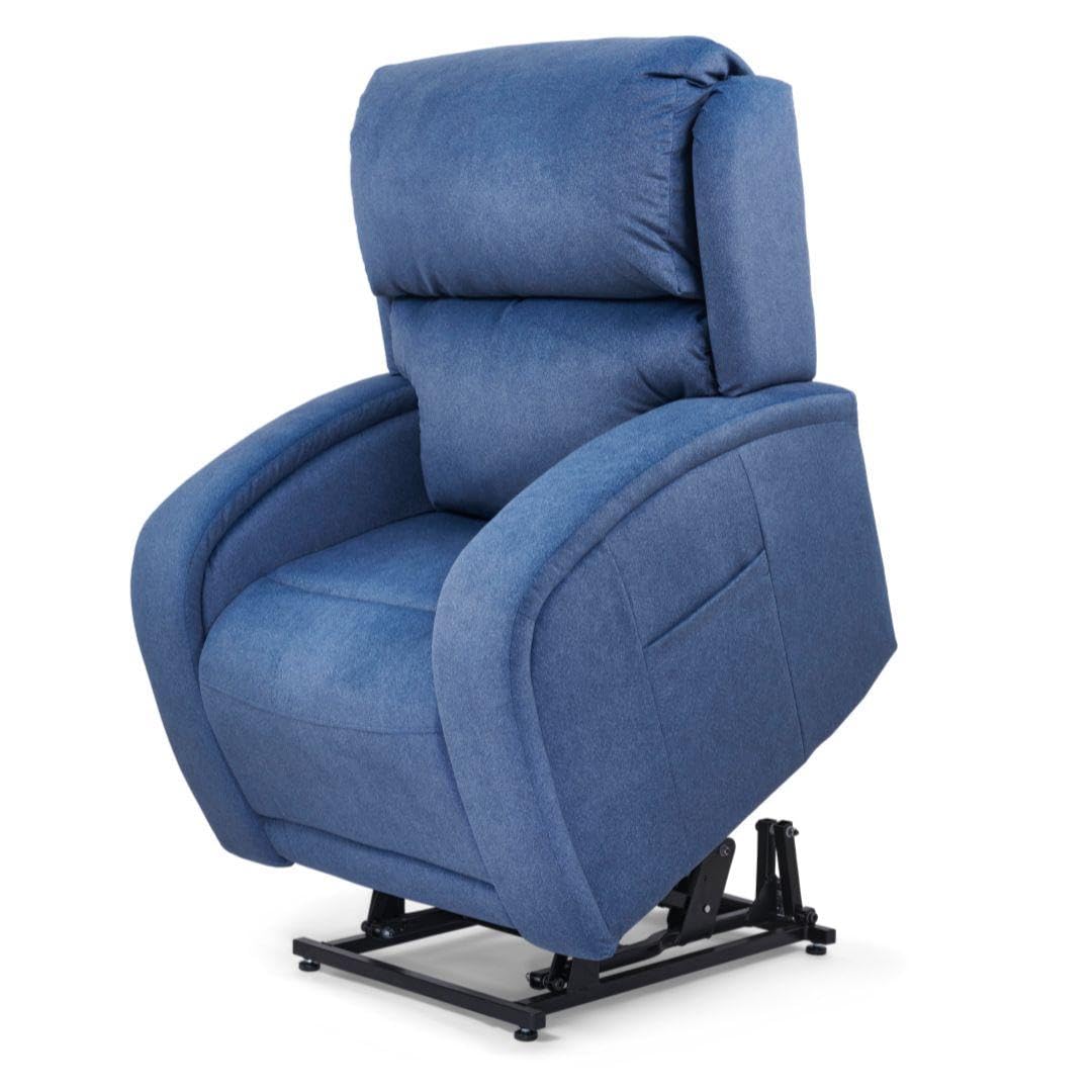 Golden Technologies PR761-MLA EZ Sleeper with Twilight Power 5 Zone Lift Chair Recliner PR-761 with Power Headrest Pillow 375 lb Weight Capacity (Calypso Blue Fabric, Med/Large Ground Curbside)