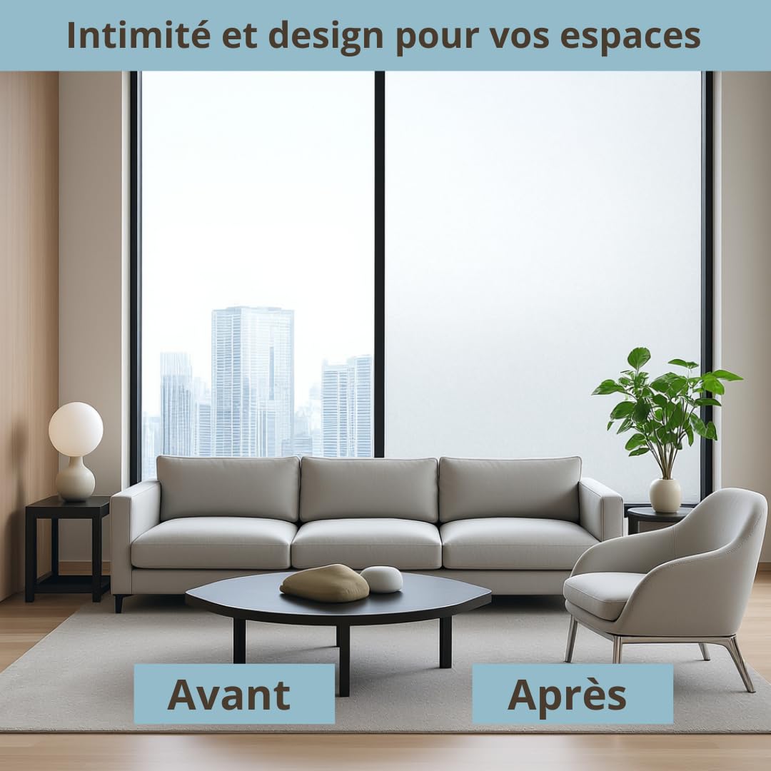 Film pour vitres, Beaucoup DE Grandes Tailles (Opaque, 120 x 200 cm), Opaque, Autocollant, satiné, Privacy, sans Colle, Protection UV, sans résidus, Application Facile, adhérence Statique