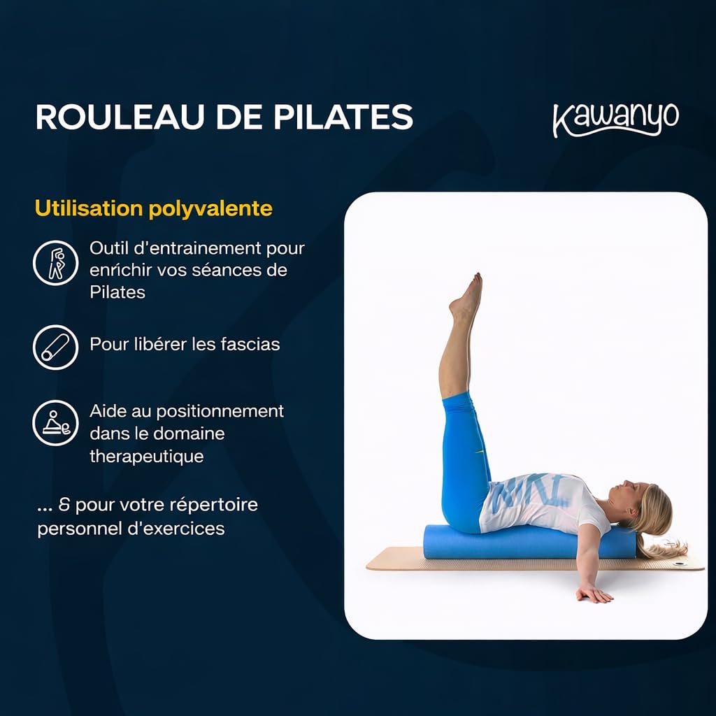 Rouleau de Massage pour Fascias et Muscles Foam Roller pour Fitness Pilates Yoga et Récupération Musculaire