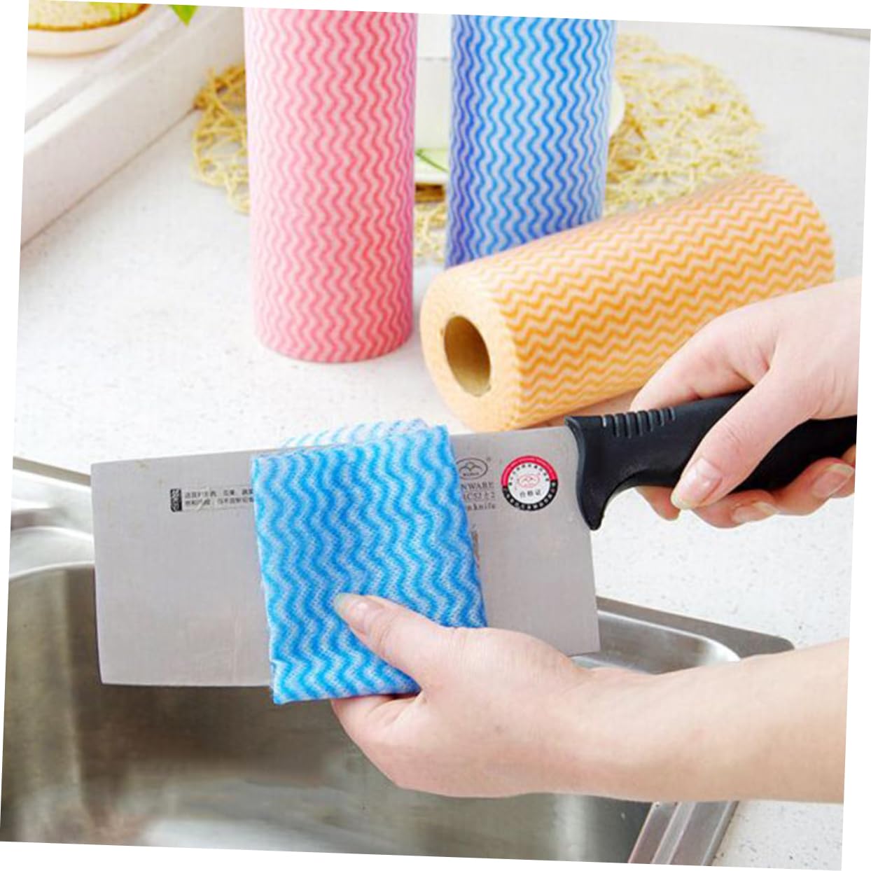 Healeved 150piezas Paquete De Paños De Cocina No Tejidos Absorbentes y Reutilizables Color Azul para Limpieza Hogares Restaurantes y Fábricas De Alimentos