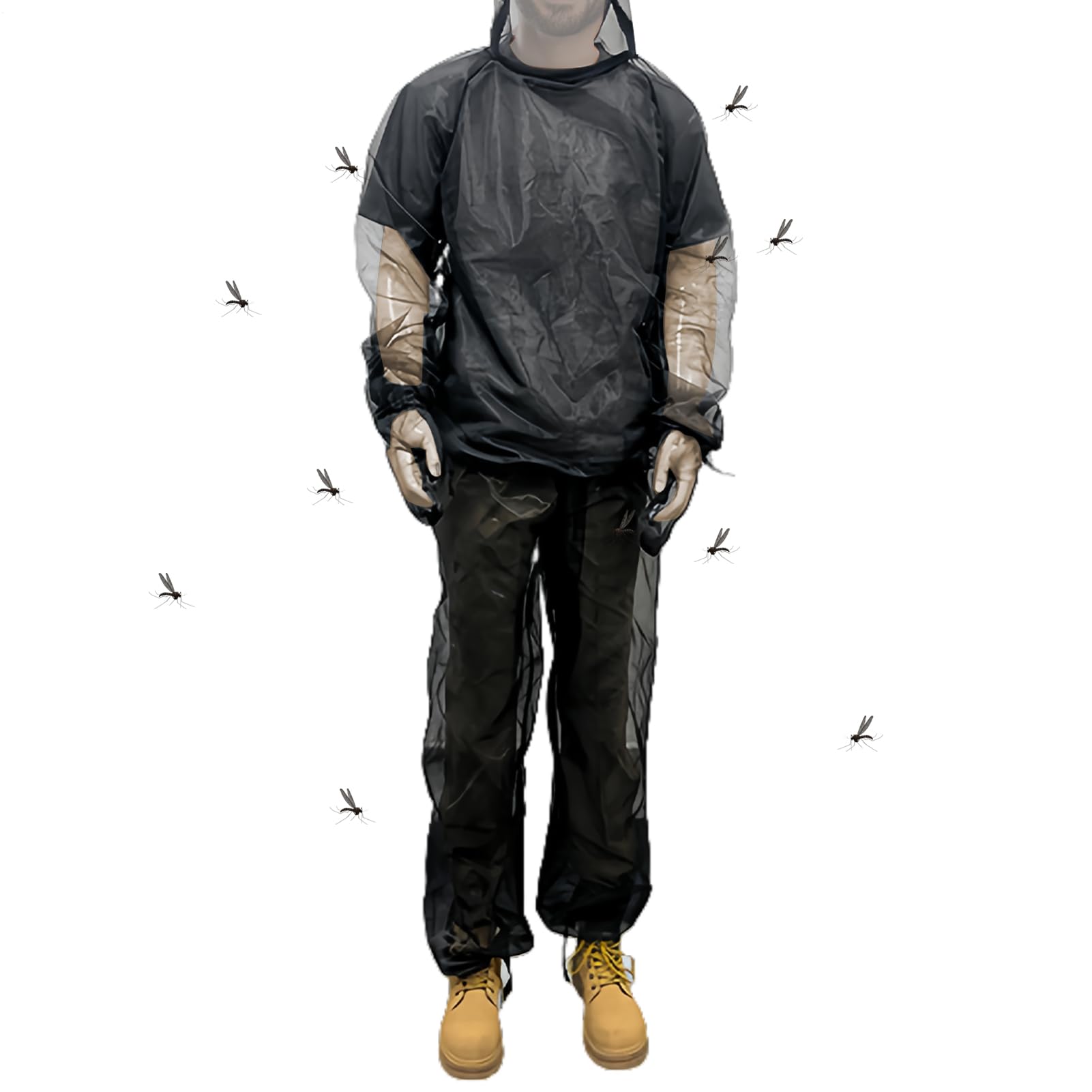 Tuta Antinsetti | completo anti-farina | Set guanti traspiranti set giacca | abbigliamento protettivo con rete e cofano per attività di trekking, giardino, caccia ed estive