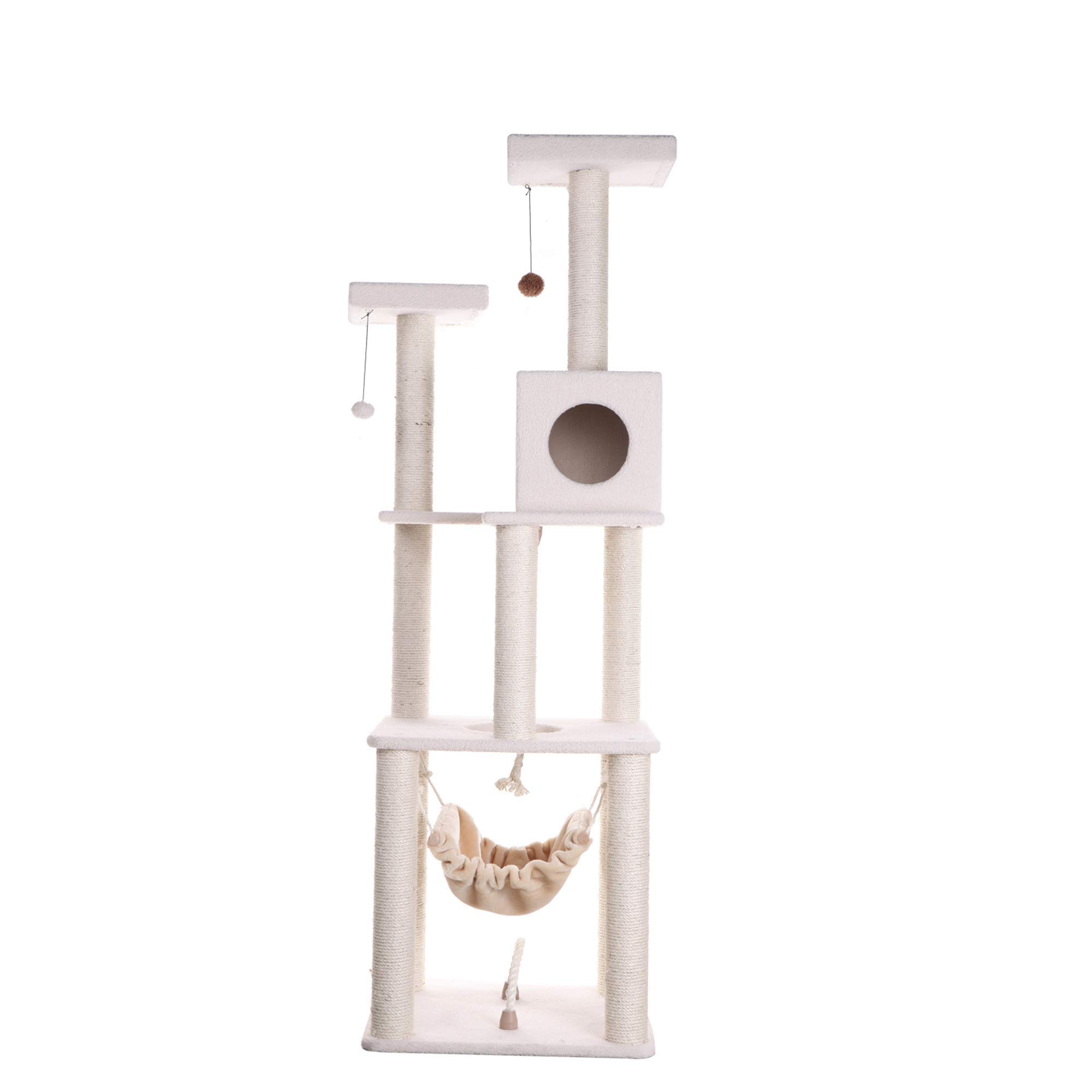 Deluxe Cat Tree, Model B7301, Ivory, 27"(L)X24"(W)X73"(H)