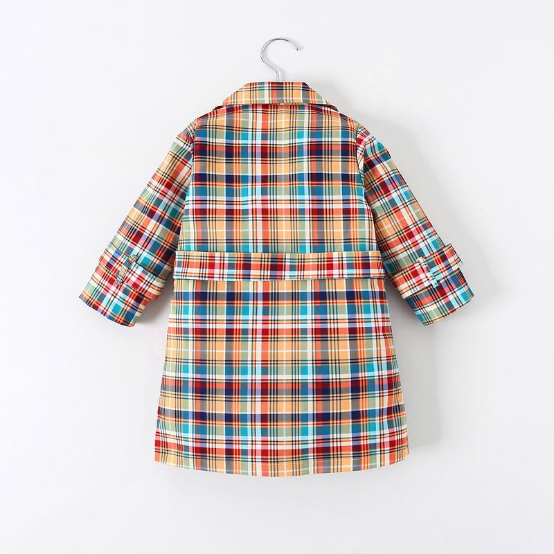 Little Girls Plaid Trench Coat Cute Jacket Button Warm Winter Kids Outwear Windbreak2