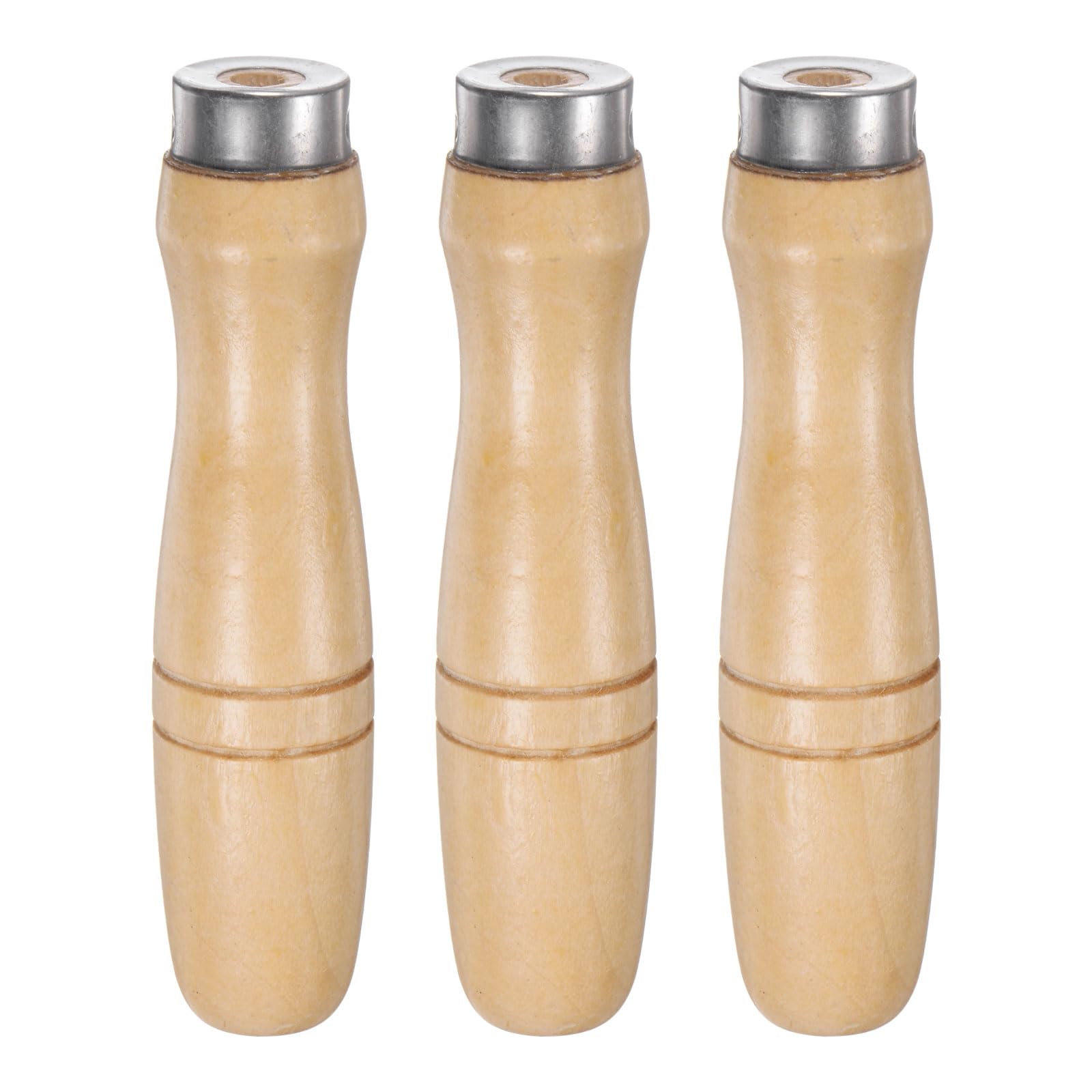 QUARKZMAN Manico per Lime Legno da 3pz, Manici Ergonomici Foro Rotondo da 4,72" e 6,8 Mm, Collare Metallo per Lime Metalliche da 10"