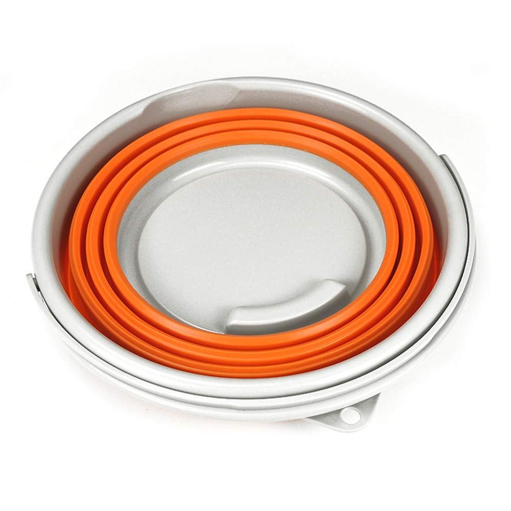 Namiot plażowy rozmiar 20 cm x 25 cm (szary) 5,10 l (2,64 galona) składane plastikowe okrągłe wiadro, namiot kempingowy (kolor: Pomarańczowy (10 l))