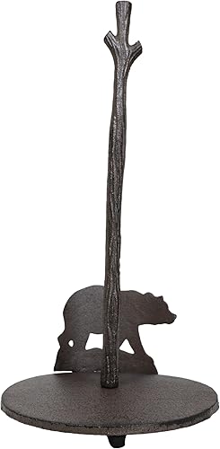 Miniatura 4 de Ebros Gift Soporte para toallas de papel rústico vintage de hierro fundido con oso negro para pasear, 14 pulgadas de alto, osos rústicos, cabaña,