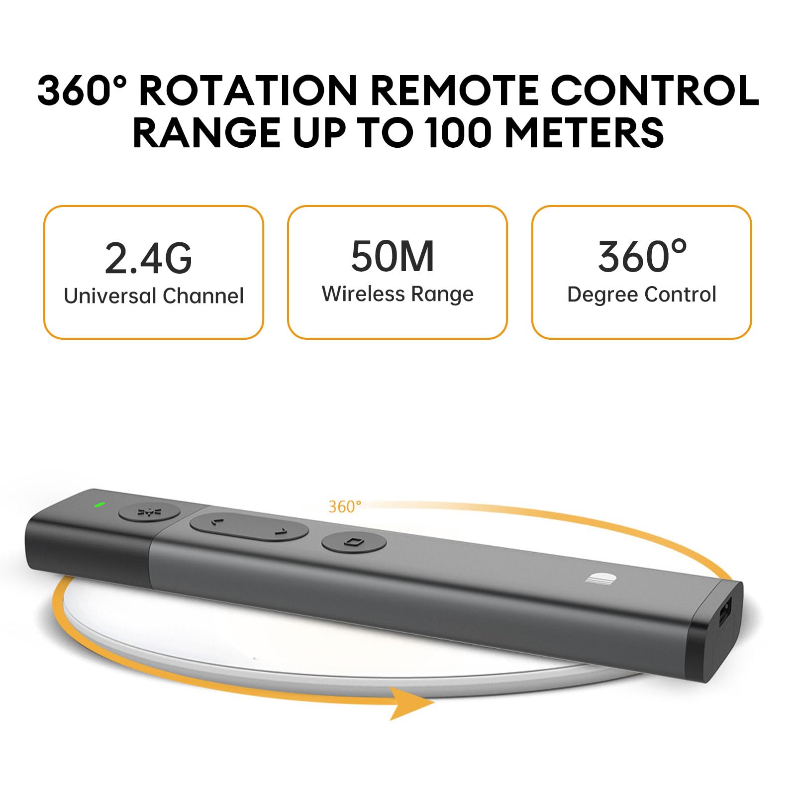 Telecomando per presentazioni wireless ricaricabile di alta qualità | Connettività a 2,4 GHz, portata di 30 m, puntatore luminoso, ricevitore USB, compatibile con PC/Mac/Android - Ideale per presentaz