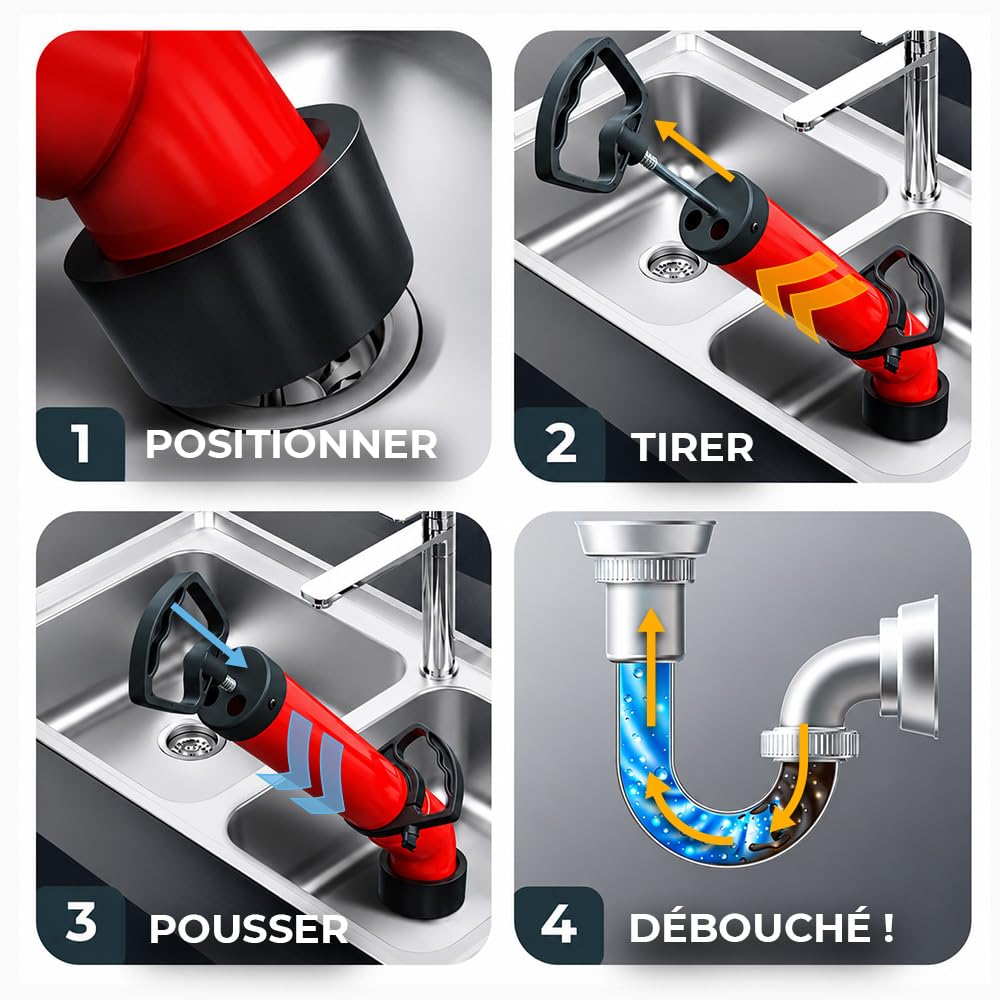 Meisterfaktur déboucheur à pompe [2L] - Pistolet deboucheur canalisation pour un nettoyage efficace des tuyaux - Pompe deboucheur canalisation idéal pour la cuisine, la salle de bain & les toilettes !