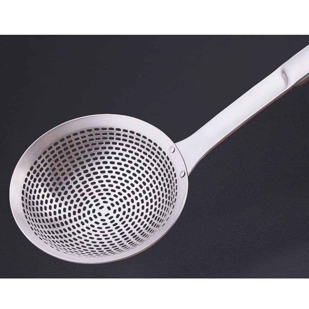 Espumadera de cocina con cuchara ranurada, colador extra grande, filtro fino, filtro de malla de acero inoxidable, espumadera, cuchara doméstica, coladores de cuchara de drenaje for cocina(A)