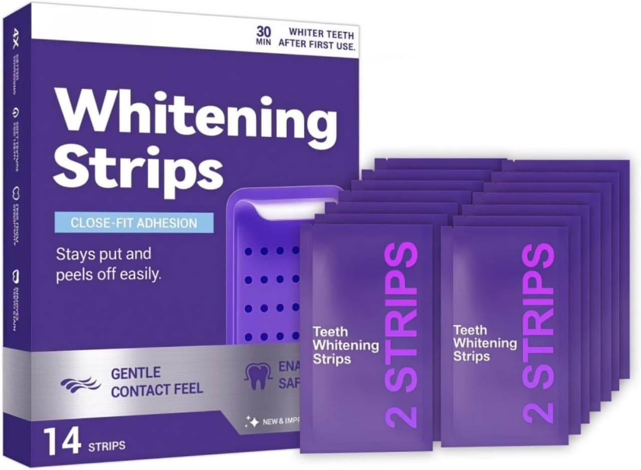 HAV CREATION Purple Teeth Whitening Strips, 28 Strips - Image 1