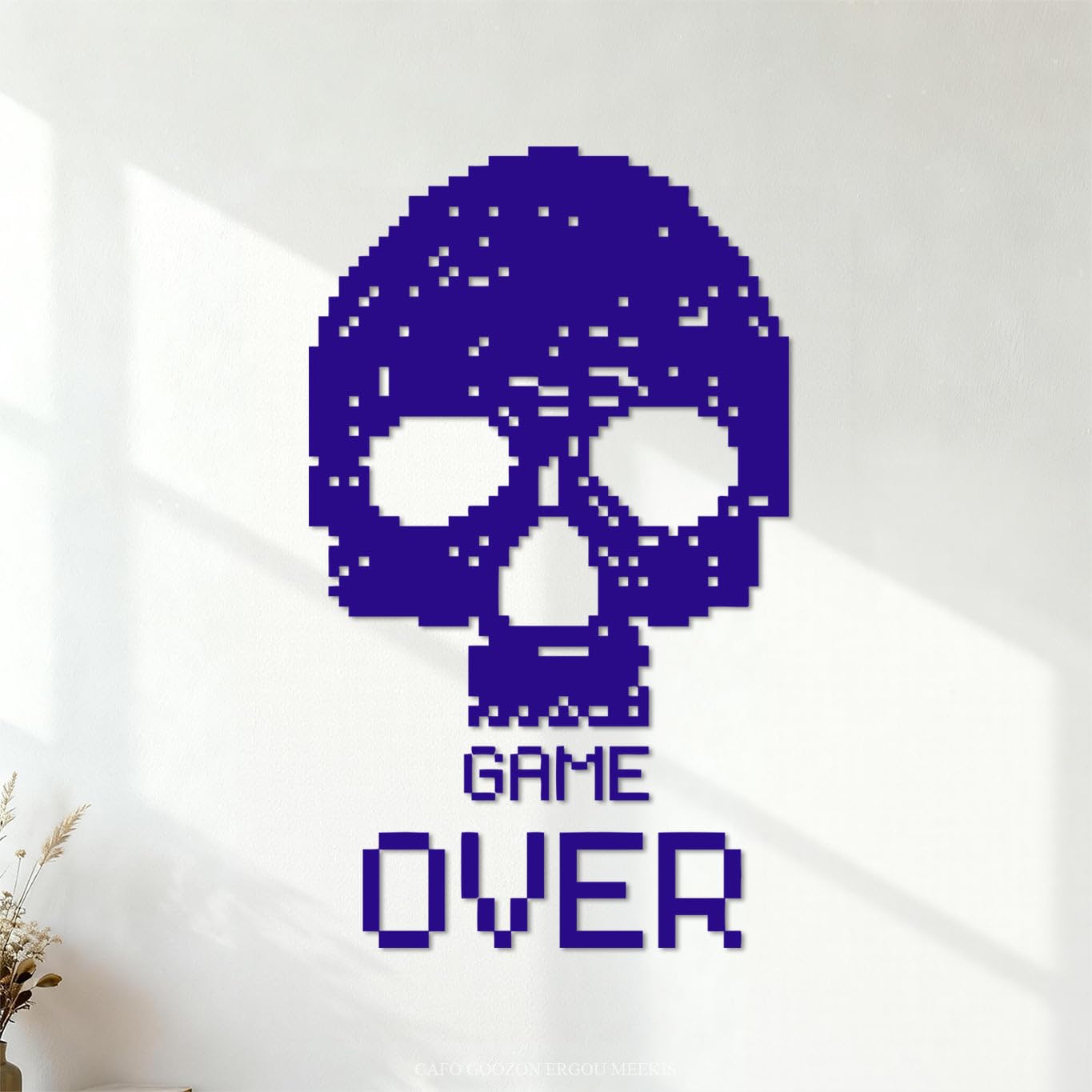 Game Skull Pixel Video Games Playroom Engraving Decals 54x90.3cm Art Mural Painting DarkBlue