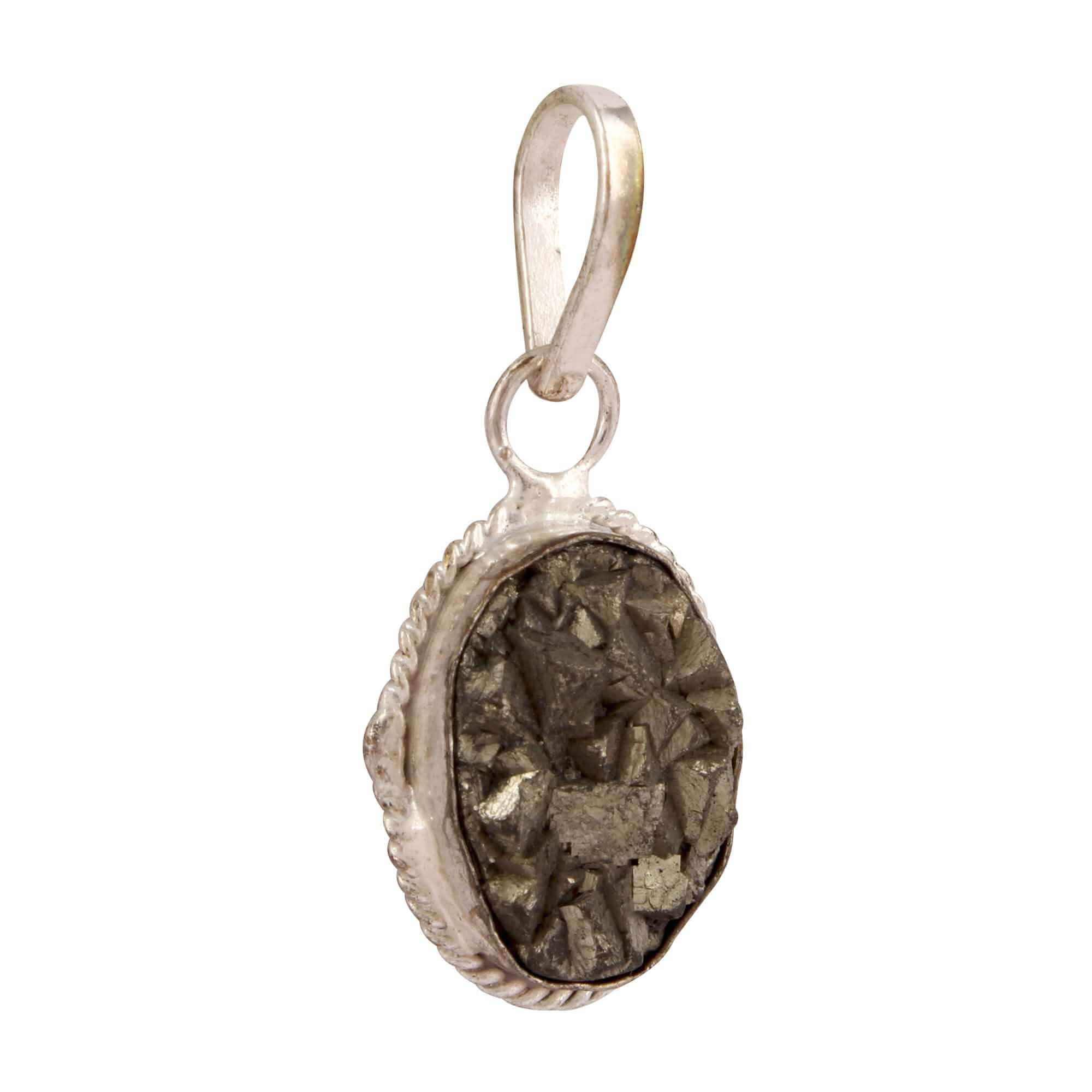 Pyrite Natural Stone Pendant Necklace for Men & Women, Healing Crystal Jewelry for Wealth, Protection & Confidence, Gold Finish Energy Stone Pendant, Unisex Spiritual Gift
