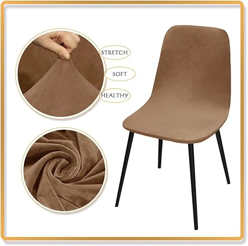 Miniatura 4 de LIPOR Juego de 2 fundas elásticas de terciopelo para silla, fundas protectoras para sillas de comedor, modernas de mediados de siglo, sin brazos,